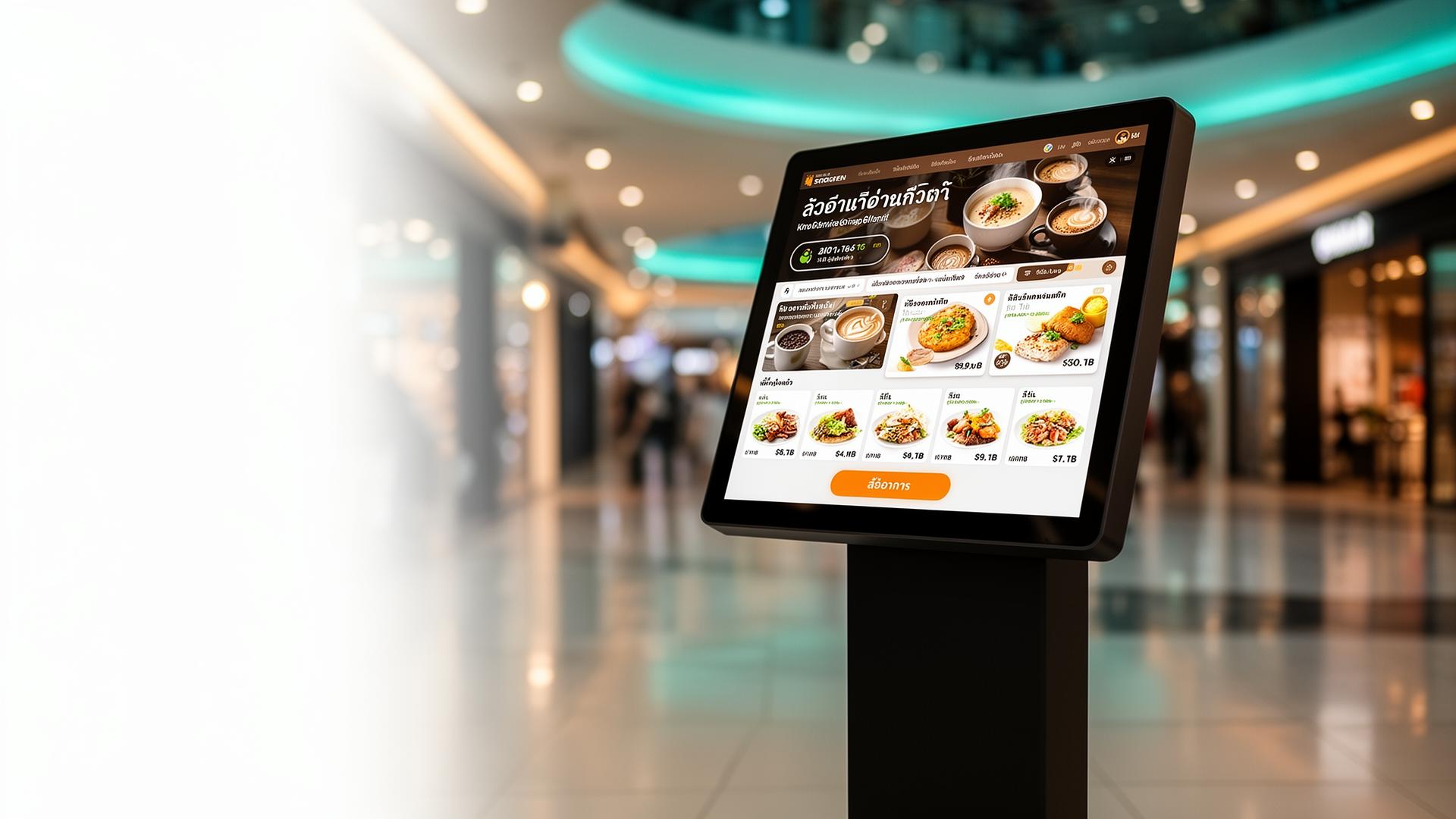 ตู้ KIOSK จอสัมผัส 15.6 - 23.8 นิ้ว สำหรับร้านอาหาร ห้างฯ ธนาคาร